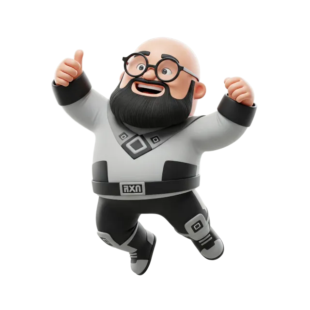 Moi version cartoon 3D entrain de sauter